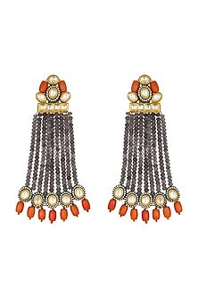 Gold Finish Coral Earrings