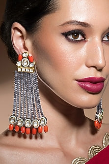 Gold Finish Coral Earrings