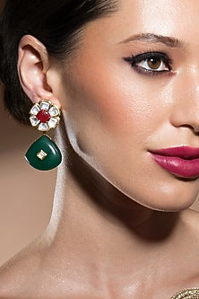 Gold Finish Onyx Earrings