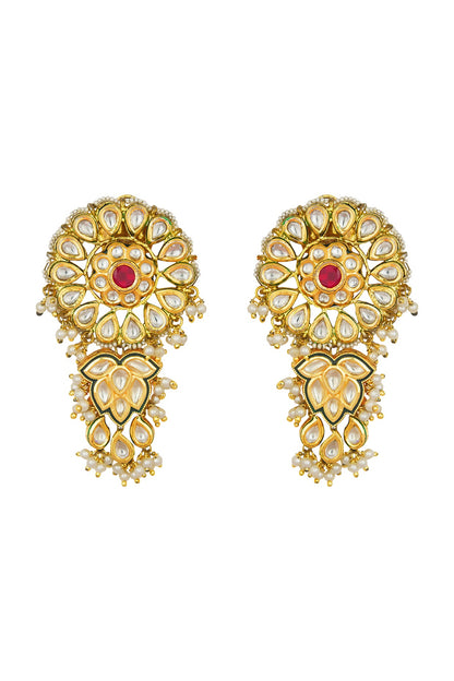 Gold Finish Shell Pearl Earrings