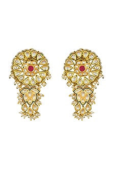 Gold Finish Shell Pearl Earrings