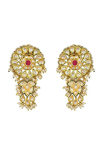 Gold Finish Shell Pearl Earrings