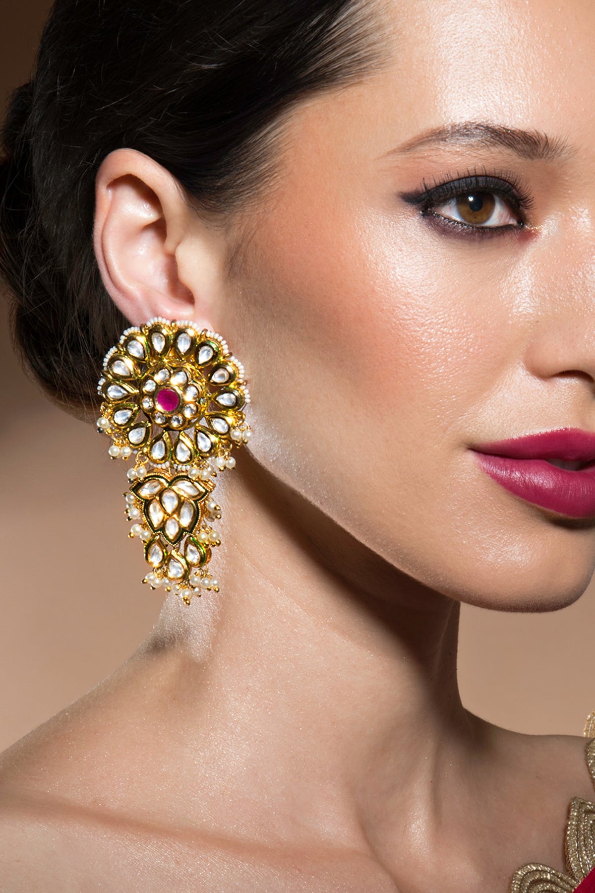 Gold Finish Shell Pearl Earrings