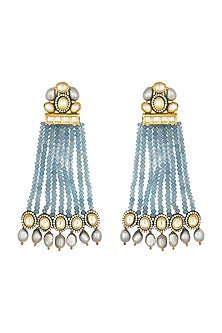 Gold Finish Agare Bead Earrings
