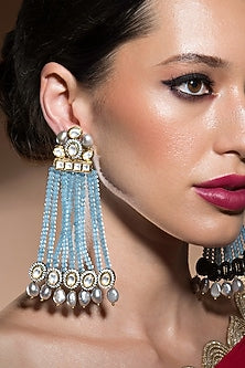 Gold Finish Agare Bead Earrings