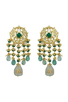 Gold Finish Kundan Enamelled Earrings