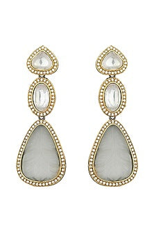 Gold Finish Carved Onyx Earrings