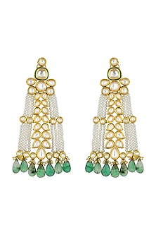 Gold Finish Fluoride & Kundan Earrings