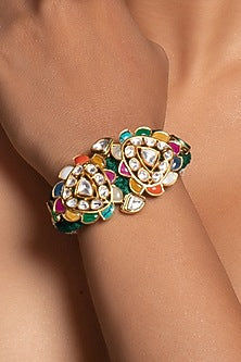 Gold Finish Bracelet With Multi-Colored Stones