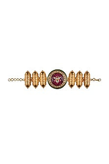 Gold Finish Red Stone Bracelet
