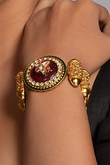 Gold Finish Red Stone Bracelet