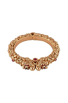Gold Finish Red Stone Bangle