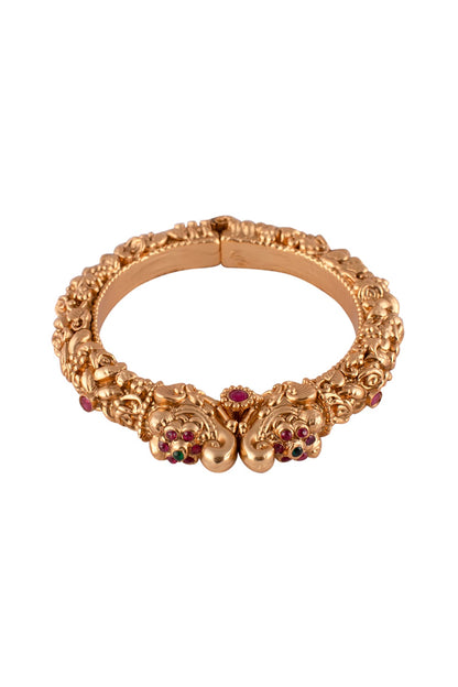 Gold Finish Red Stone Bangle