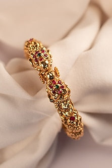 Gold Finish Red Stone Bangle