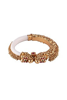 Gold Finish Bangle With A Red Stone