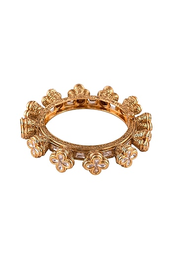Gold Finish Semi Precious Stone Bangle