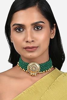 Gold Finish Temple Choker Necklace