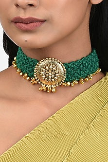 Gold Finish Temple Choker Necklace