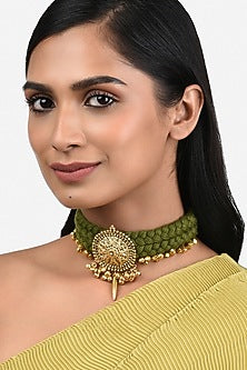 Gold Finish Handcrafted Temple Choker Necklace