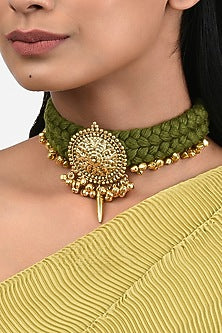 Gold Finish Handcrafted Temple Choker Necklace
