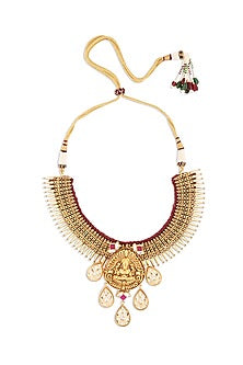 Gold Finish Kundan Polki Meenakari Necklace Set