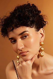 Gold Finish Sea Shell Dangler Earrings