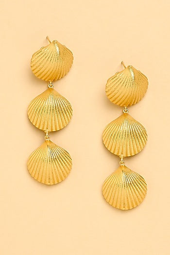 Gold Finish Sea Shell Dangler Earrings