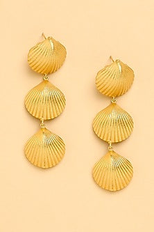 Gold Finish Sea Shell Dangler Earrings