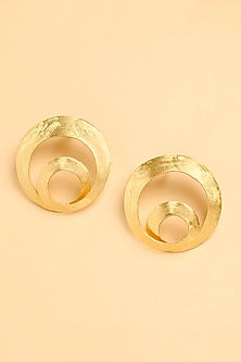 Gold Finish Infinity Loop Stud Earrings