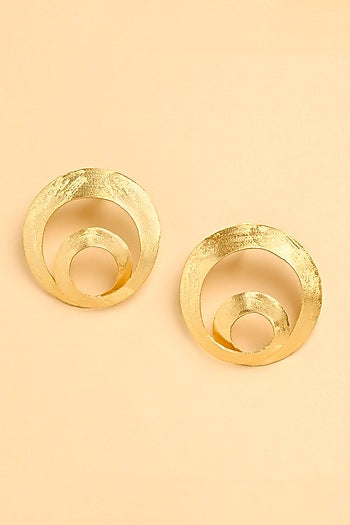 Gold Finish Infinity Loop Stud Earrings