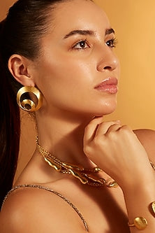 Gold Finish Infinity Loop Stud Earrings