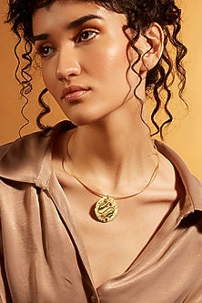 Gold Finish Pisces Celestial Torque Necklace