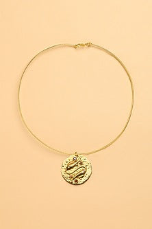 Gold Finish Pisces Celestial Torque Necklace