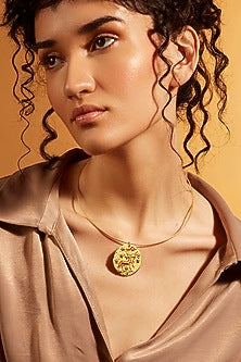 Gold Finish Sagittarius Celestial Torque Necklace