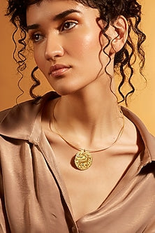 Gold Finish Aries Celestial Torque Necklace