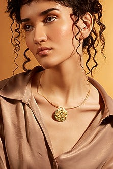Gold Finish Virgo Celestial Torque Necklace