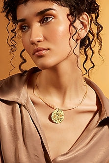 Gold Finish Libra Celestial Torque Necklace