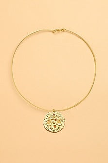 Gold Finish Libra Celestial Torque Necklace