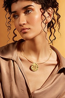 Gold Finish Gemini Celestial Torque Necklace