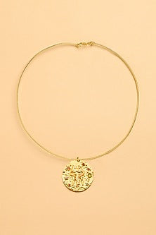 Gold Finish Gemini Celestial Torque Necklace