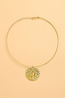 Gold Finish Capricorn Celestial Torque Necklace