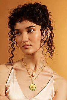 Gold Finish Leo Celestial Layered Necklace