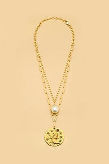 Gold Finish Leo Celestial Layered Necklace