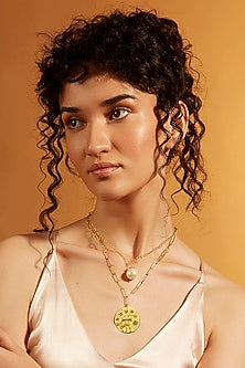 Gold Finish Aquarius Celestial Layered Necklace