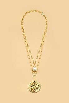 Gold Finish Pisces Celestial Layered Necklace