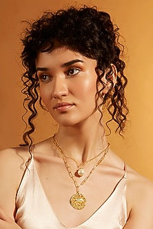 Gold Finish Taurus Celestial Layered Necklace