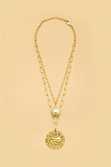 Gold Finish Taurus Celestial Layered Necklace