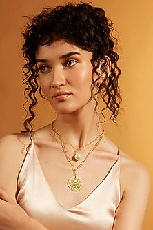 Gold Finish Aries Celestial Layered Necklace