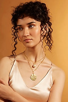 Gold Finish Virgo Celestial Layered Necklace