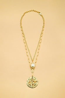 Gold Finish Libra Celestial Layered Necklace